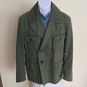 Dopp Olive Double-Breasted Military Jacket